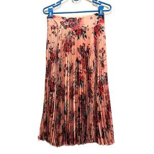 BCBG Max Azria Pink Floral Pleasted Maxi Skirt   Women's Size Small